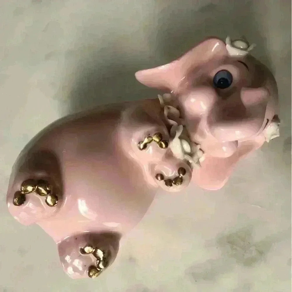 Vintage made  in Japan kitsch ceramic pink elephant coin bank - Picture 8 of 10
